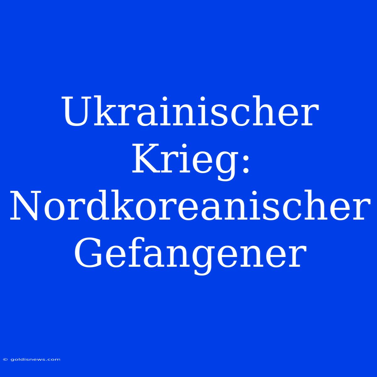 Ukrainischer Krieg: Nordkoreanischer Gefangener