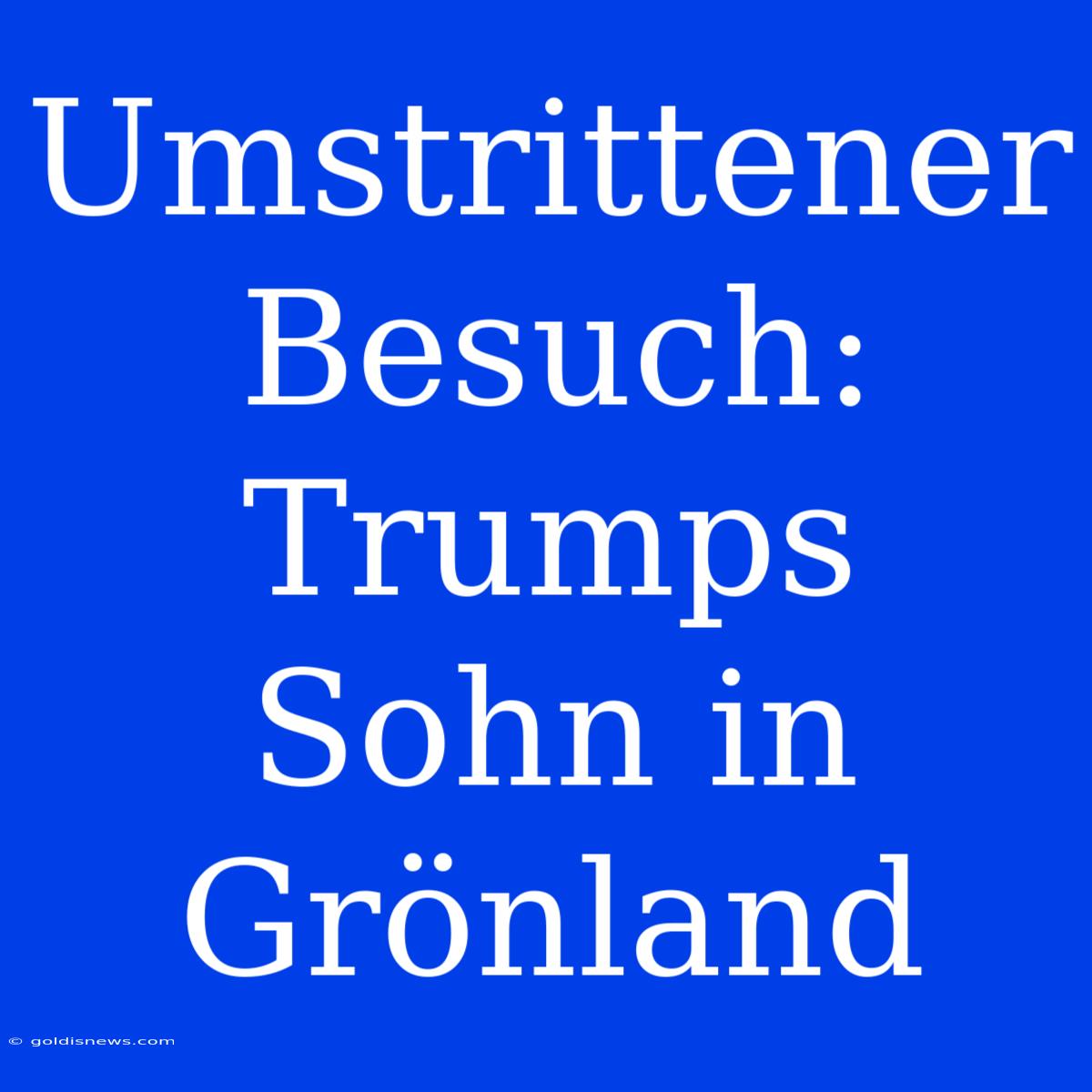 Umstrittener Besuch: Trumps Sohn In Grönland