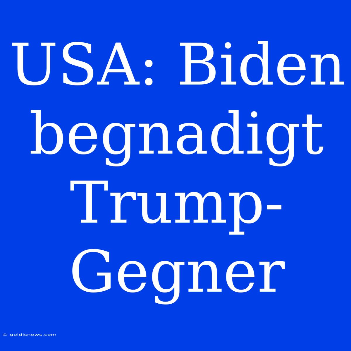 USA: Biden Begnadigt Trump-Gegner