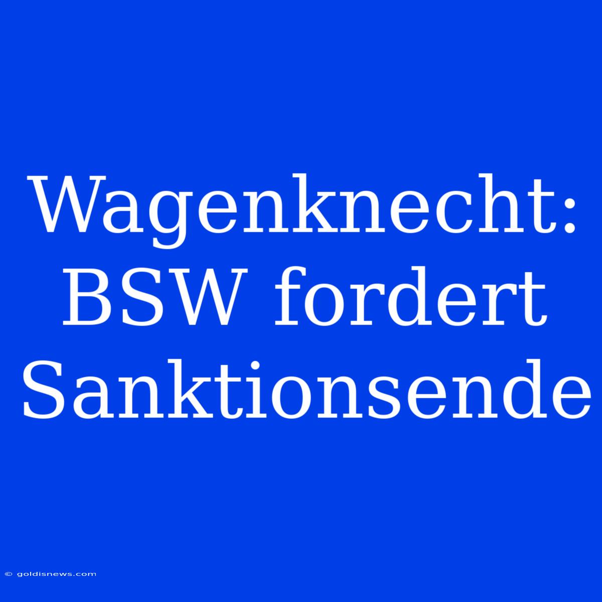 Wagenknecht: BSW Fordert Sanktionsende