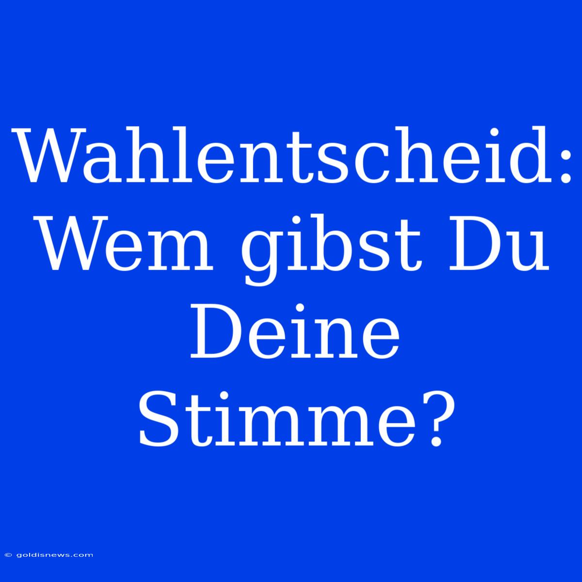 Wahlentscheid: Wem Gibst Du Deine Stimme?