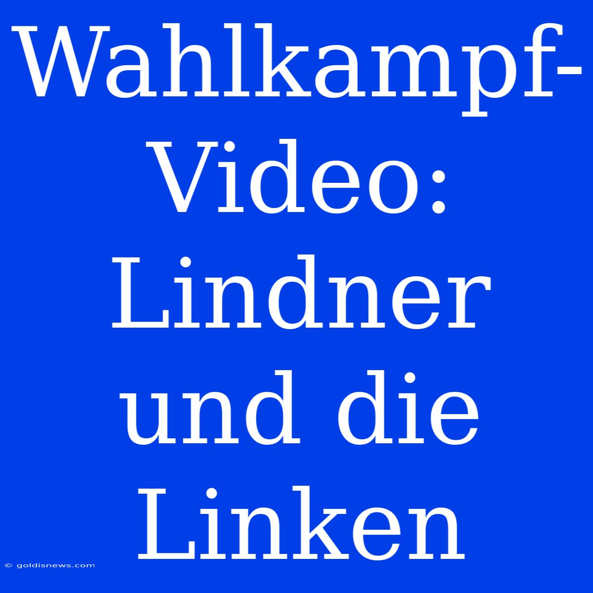 Wahlkampf-Video: Lindner Und Die Linken