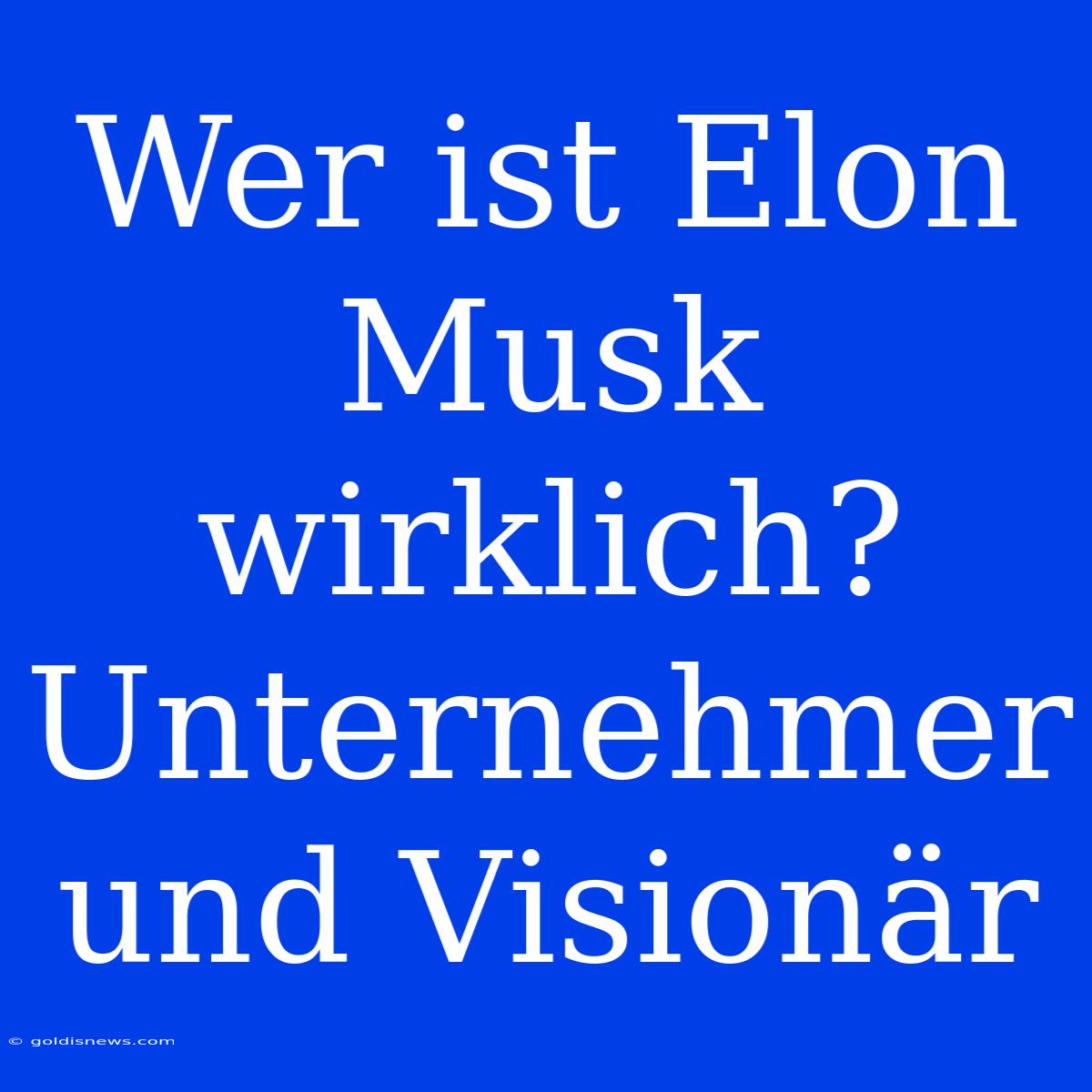 Wer Ist Elon Musk Wirklich? Unternehmer Und Visionär