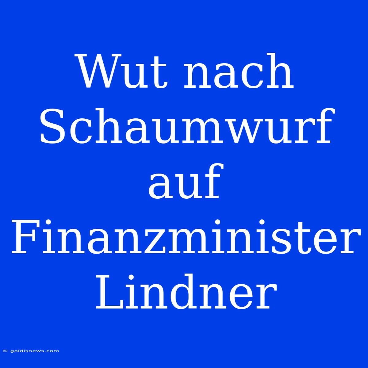 Wut Nach Schaumwurf Auf Finanzminister Lindner